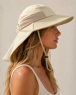 Sunhat Tan Wide Brim Sun Protection Safari Hat Neck flap UV Defense Vacation